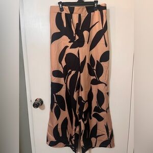 Black and Tan Leaf Print Pants
